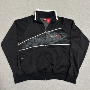 Element Full Zip Track Jacket Thumbholes Script Graphic Black‎ Mens Size Large